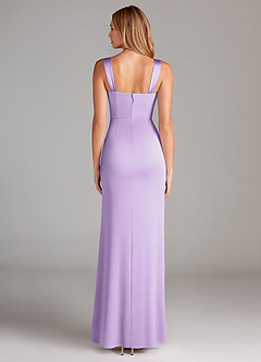 Azazie Denice Bridesmaid Dresses Lilac A-Line Pleated Stretch Satin Dress image2