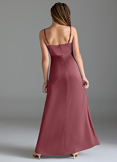 Azazie Maci Junior Desert Rose Mermaid Pleated Stretch Satin Dress image2