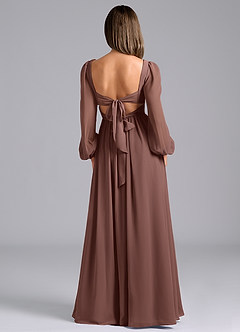 Azazie Zeya Robes de demoiselle d'honneur Robe Trapèze en Mousseline de soie Manche longue Expresso image2
