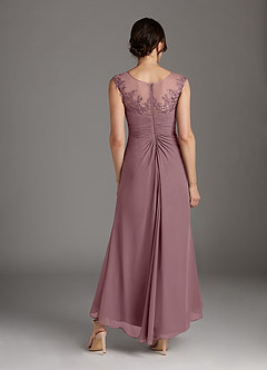 Azazie Endora Mother of the Bride Dresses Dusty Rose A-Line Scoop Lace Chiffon Dress image4