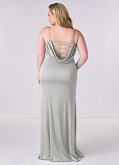 Barbie ♥ Azazie Bridesmaid Dresses Silver Mermaid Corset Stretch Satin Dress image7