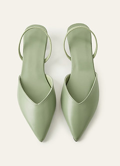 front Scarpe eleganti comode con tacco basso e cinturino posteriore a punta, tacco a blocco scultoreo.