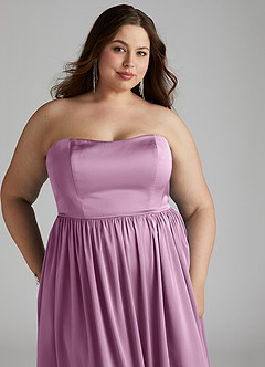 Azazie Morana Brautjungfernkleider Wandelbar A-Linie Schulterfrei Stretch-Satin Kleid Blauregen image19