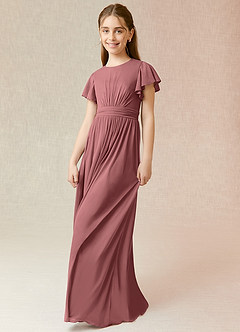 Azazie Mosley Junior Dark Green A-Line Ruched Mesh Dress image5