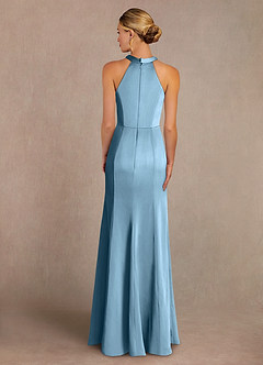 Azazie Tyra Kleider für die Brautmutter Meerjungfrau-Linie Spitze Stretch-Satin Kleid Stahlblau image3