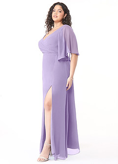 Azazie Cierra Abiti da Damigella Abito A-Line in Chiffon con Scollo a V Lilla image11