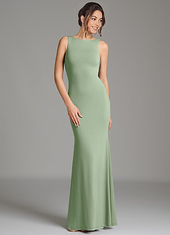 Azazie Gwen Bridesmaid Dresses Dusty Sage Mermaid Pleated Premium Stretch Jersey Dress image4