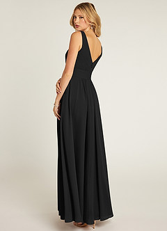 Azazie Pierrette Bridesmaid Dresses Black A-Line Pleated Chiffon Dress image4