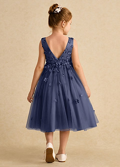 Azazie Lana Flower Girl Dresses Stormy A-Line Sleeveless Matte Satin Dress image2