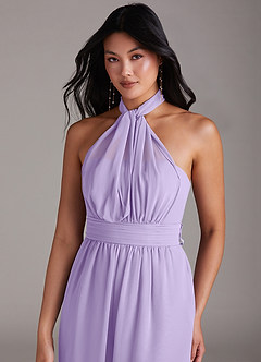 Azazie Lamara Bridesmaid Dresses Lilac Off the Shoulder Chiffon Convertible Jumpsuit image2