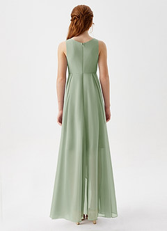 Azazie Lizette Junior Dusty Sage A-Line Pleated Chiffon Dress image6