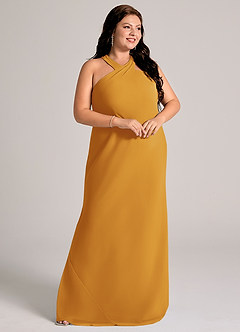 Azazie Doretta Bridesmaid Dresses Butterscotch Mermaid Pleated Chiffon Dress image10