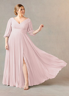 Azazie Zahara 신부의 어머니 드레스 A라인 쉬폰 바닥 길이 드레스 image7