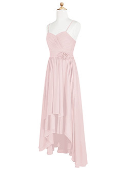 Azazie Catalina Vestido de Rosa Rubor de Gasa/ Chiffon de Acampanado con Volante image8