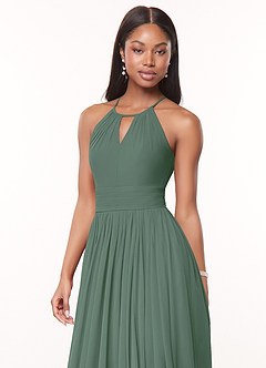 Azazie Cherish Bridesmaid Dresses Eucalyptus A-Line Pleated Chiffon Dress image1