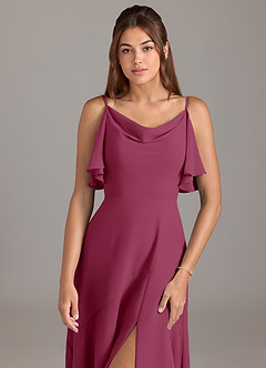 Azazie Darcia Bridesmaid Dresses Mulberry A-Line Side Slit Chiffon Dress image6