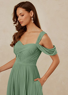Christian Siriano Bridal for Azazie 1013 Brautjungfernkleider A-Linie Schulterfrei Chiffon Kleid Matcha image6