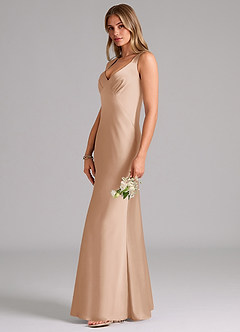 Azazie Kamila Brautjungfernkleider A-Linie Plissee Stretch-Satin Kleid Englisches Rosa image6