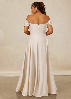 Christian Siriano Bridal for Azazie 1002 Bridesmaid Dresses White Alabaster A-Line Off the Shoulder Stretch Satin Convertible Dress image16