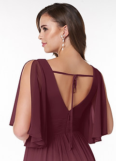 Azazie Temeka Bridesmaid Dresses Cabernet A-Line Ruched Chiffon Dress image5