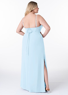 Azazie Mai Bridesmaid Dresses Sky Blue Sheath Pleated Chiffon Dress image9