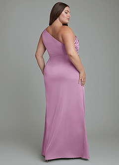 Azazie Akilah Jurken voor bruidsmeisjes Jurk van Stretch Satijn met Zeemeermin One-shoulder Blauweregen image9