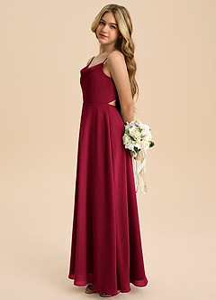 Azazie Shale Junior Robe Trapèze en Mousseline de soie Arc Bourgogne image2