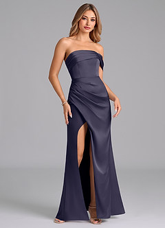 Azazie Lisbeth Bridesmaid Dresses Stormy Mermaid Off the Shoulder Stretch Satin Convertible Dress image4