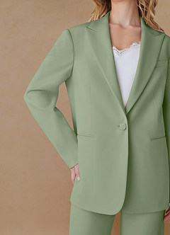 front Amelia Verde Salvia Blazer oversize con lavorazione a trama raffinata