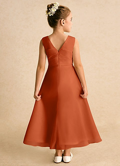 Azazie Edelweiss Flower Girl Dresses Burnt Orange A-Line Pleated Chiffon Dress image2