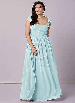 Barbie ♥ Azazie Bridesmaid Dresses Sea Glass A-Line Corset Chiffon Dress image24