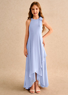 Azazie Boop Girls Formal Abiti da Ragazza di Fiori Abito A-Line in Chiffon Fiocco Ghiaccio image3