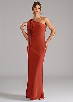 Azazie Capri Brautjungfernkleider Meerjungfrau-Linie One-Shoulder Stretch-Satin Kleid Rost image3