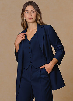 front Rowan Blue Refined Weave Performance blazer