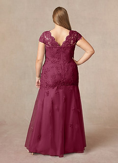 Azazie Marbella Mother of the Bride Dresses Mulberry Mermaid Queen Anne Sequins Lace Dress image9