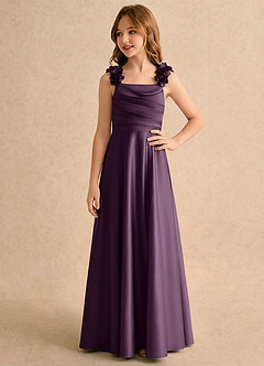 Azazie Rosita Girls Formal Flower Girl Klänningar Klä A-Line i Stretch Satin Plisserad image4