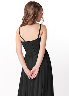 Azazie Astrid Junior Black A-Line Floral Chiffon Dress image4