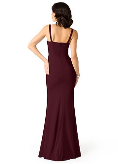 Azazie Gianetta Brautjungfernkleider Meerjungfrau-Linie Seitliche Cut-Outs Stretch-Krepp Kleid Cabernetrot image2