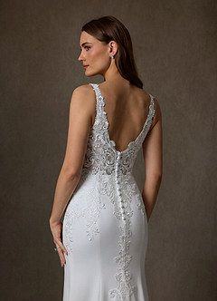 Azazie Isadora Wedding Dresses Diamond White Mermaid Lace Dress image11