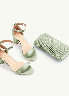 front Matching Color Metallic Satin Sandals Envelope Clutch Set