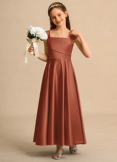 Azazie Bundle Junior Formal Flower Girl Klänningar Klä A-Line i Matt satäng Plisserad image4