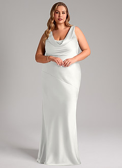 Azazie Rylina Brudtärnklänningar Klä av Sjöjungfru i Stretch Satin Vit image10