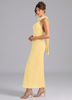 Azazie Velli Brautjungfernkleider Meerjungfrau-Linie Hoher Kragen Chiffon Kleid Butter image4