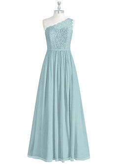 Azazie Demi Bridesmaid Dresses Mist A-Line One Shoulder Chiffon Dress image9