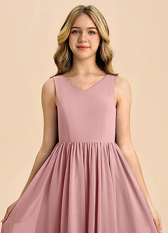 Azazie Hathaway Junior Dusty Rose A-Line Bow Chiffon Dress image6