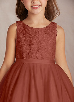 Azazie Calla vestidos de niña de las flores Vestido de Castaño de Tul de Princesa con Encaje image6