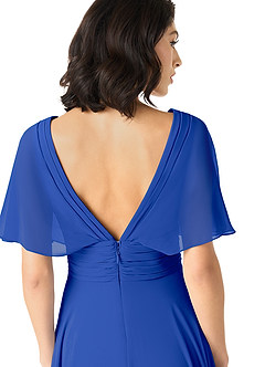 Azazie Pamela Bridesmaid Dresses Royal Blue A-Line V-Neck Pleated Chiffon Dress image5