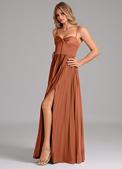 Azazie Akiko Bridesmaid Dresses Cedar Rose A-Line Sweetheart Neckline Stretch Satin Dress image6