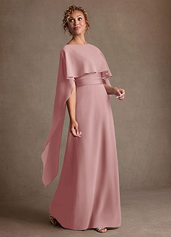 Azazie Marilla Vestidos para mãe da noiva Vestido Rosa Empoeirada de Chiffon de Linha A com Plissado image2