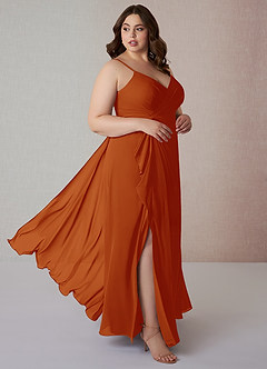 Azazie Emerald Brautjungfernkleider A-Linie Gekräuselt Chiffon Kleid Paprika image9